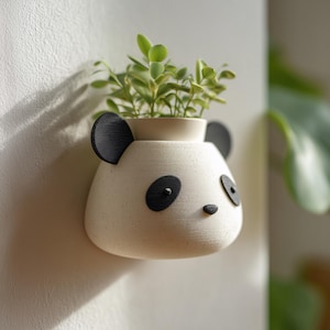 Maceta de pared con forma de panda impresa en 3D / Maceta colgante con cara de animal para habitación infantil / Decoración minimalista para habitaciones infantiles modernas y salas de juegos en casa
