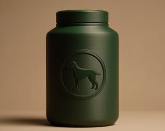 Dog Pet Ashes Urn | 3D Printed Minimal Cremation Keepsake Jar with Dog Emblem for Any Pet | Modern Memorial Decor Sympathy Gift Remembrance