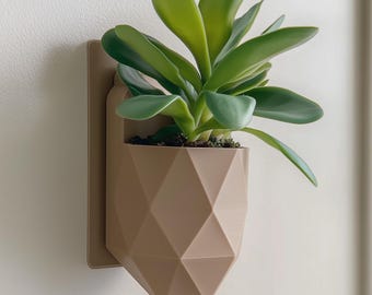 Geometric Wall Planter | 3D Printed Faceted Plant Pot | Modern Vertical Garden | Wall Mounted Indoor Planter for Small Plants