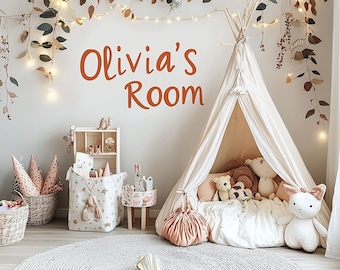 Vinilo decorativo personalizado para habitación infantil / Adhesivo personalizado para habitación de niña / Vinilos decorativos removibles para habitación de niño, ideales para guardería o sala de juegos.