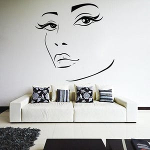Woman Eyes Sticker Bedroom Wall Decor For Women - Female Eye Lash Beautiful Room Eyebrow Decal - Eyelash Makeup Beauty Salon Art Vinyl