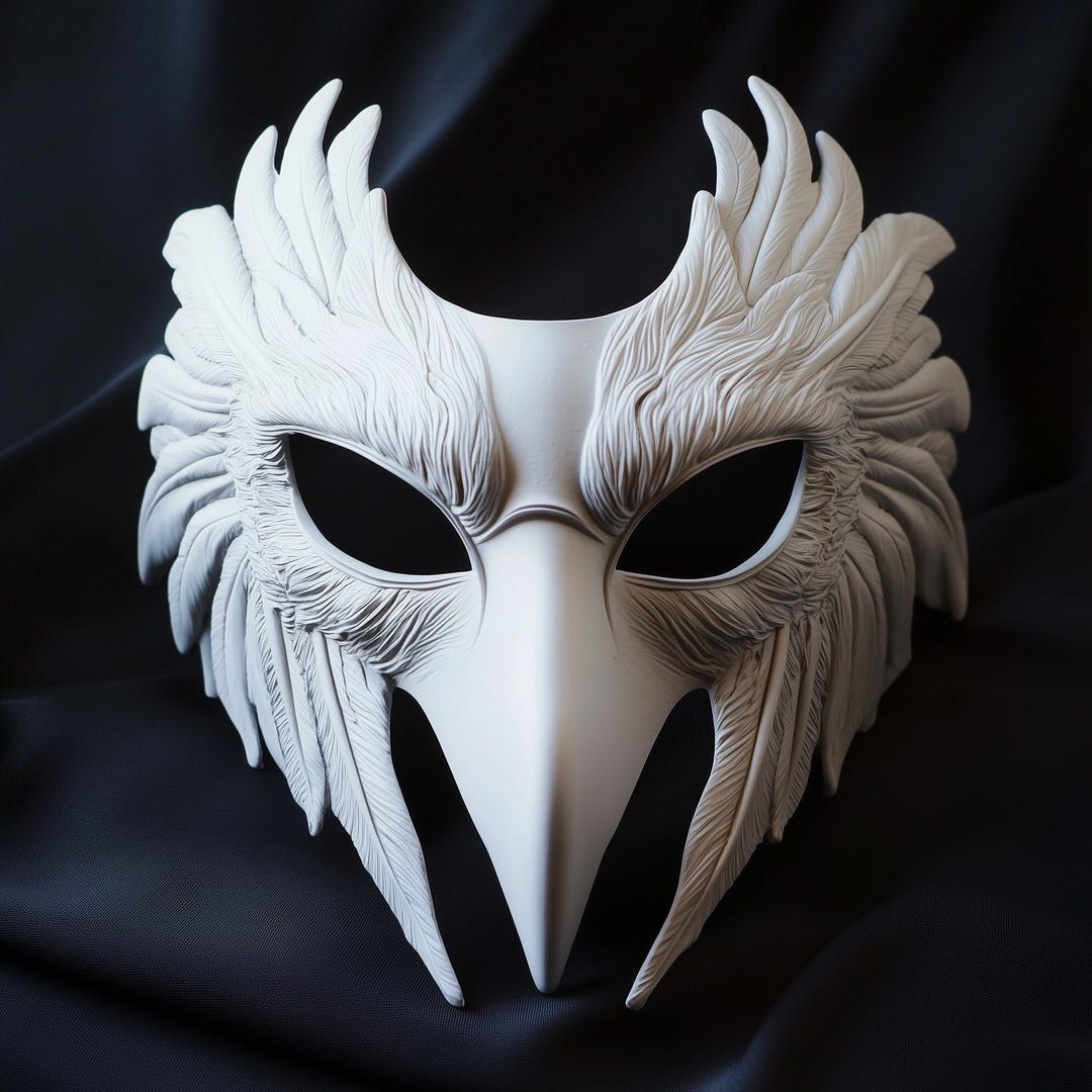 Bird Mask | Feathered Raven Cosplay Mask | Halloween Costume Mask | 3D ...