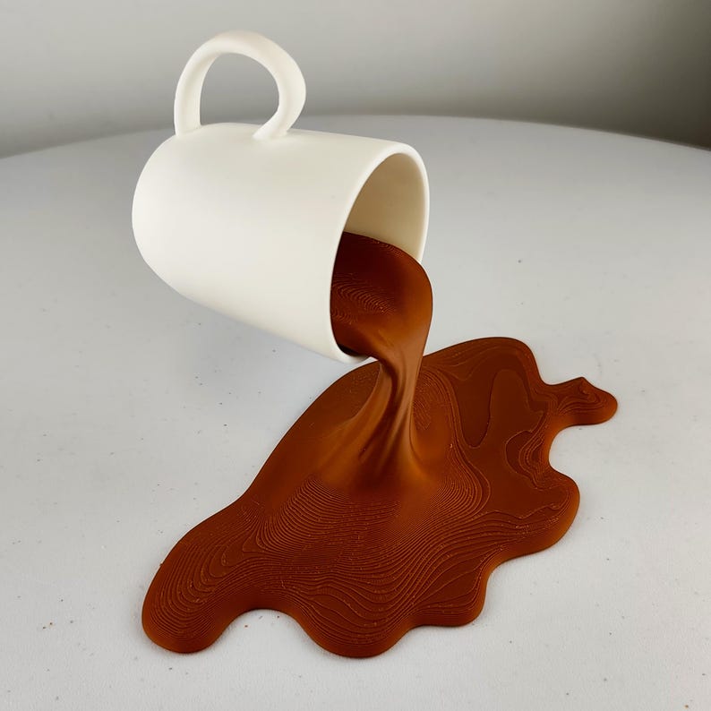 Spilled Espresso Macchiato Cup Sculpture | 3D Printed Coffe Cup Art | Coffee Lover Gift | Kitchen Decor | Café Display | Unique Barista Gift image 5
