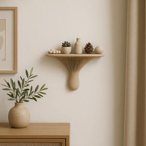3D Printed Mushroom Wall Shelf | Floating Shelf | Organic Modern Decor | Wabi Sabi Japandi Shelf | Nature Inspired Wall Art image 10