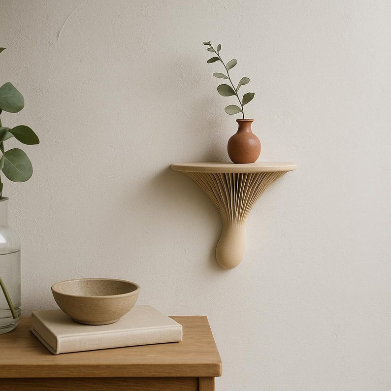 3D Printed Mushroom Wall Shelf | Floating Shelf | Organic Modern Decor | Wabi Sabi Japandi Shelf | Nature Inspired Wall Art image 9