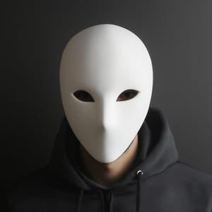 Blank Face Mask | Minimalist Cosplay Mask | White or Colorful Costume Mask | 3D Printed Mask for Halloween & Events