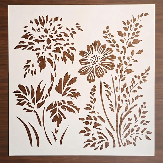 花柄ステンシル | 大きな花柄ステンシル | 再利用可能なDIYクラフト