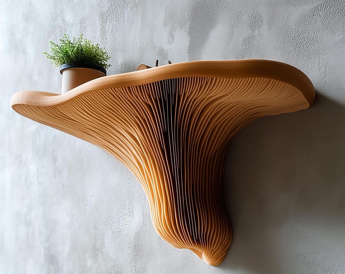3D Printed Mushroom Shelf | Floating Wall Shelf Organic Wall Decor | Nature Home Accent Modern Wall Mounted Shelf | Unique Fungi Decor