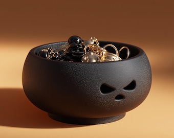 Organizador de joyas con forma de calabaza / Soporte para anillos con forma de calabaza / Bol para baratijas de Halloween / Bandeja para joyas impresa en 3D / Decoración espeluznante para tocador / Regalo de otoño
