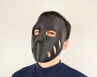Maschera nera stampata in 3D / Maschera leggera per cosplay / Maschera per costume horror / Accessorio di Halloween / Regalo unico per lui o per lei