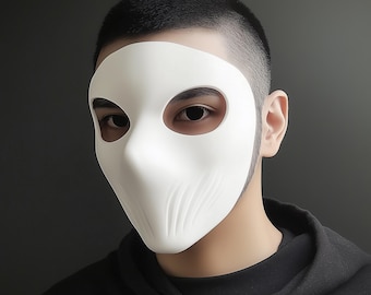 White Matte Full Face Mask | 3D Printed Cosplay Mask | Modern Phantom Mask | Smooth Minimalist Mask for Halloween, Costume or Photoshoot