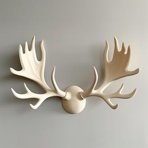 Decoración de pared con astas impresas en 3D / Escultura moderna y minimalista de astas de alce en tres piezas / Arte contemporáneo para un interior elegante