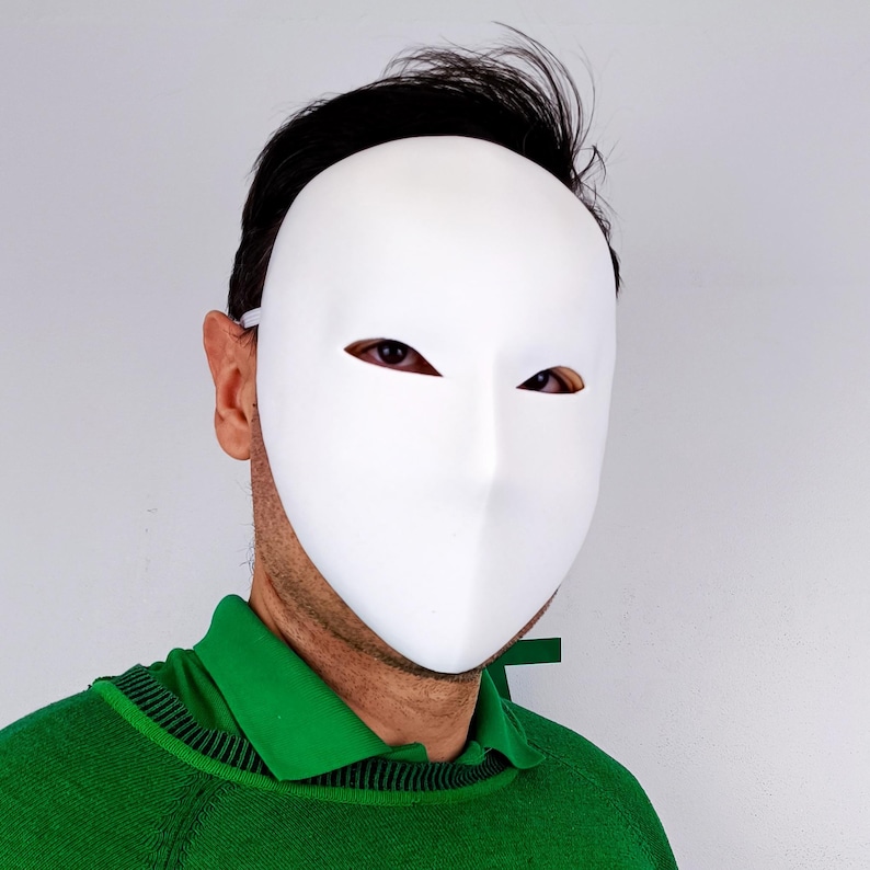 Mascarilla facial en blanco / Máscara de cosplay minimalista / Máscara de disfraz blanca o colorida / Máscara impresa en 3D para Halloween y eventos imagen 8
