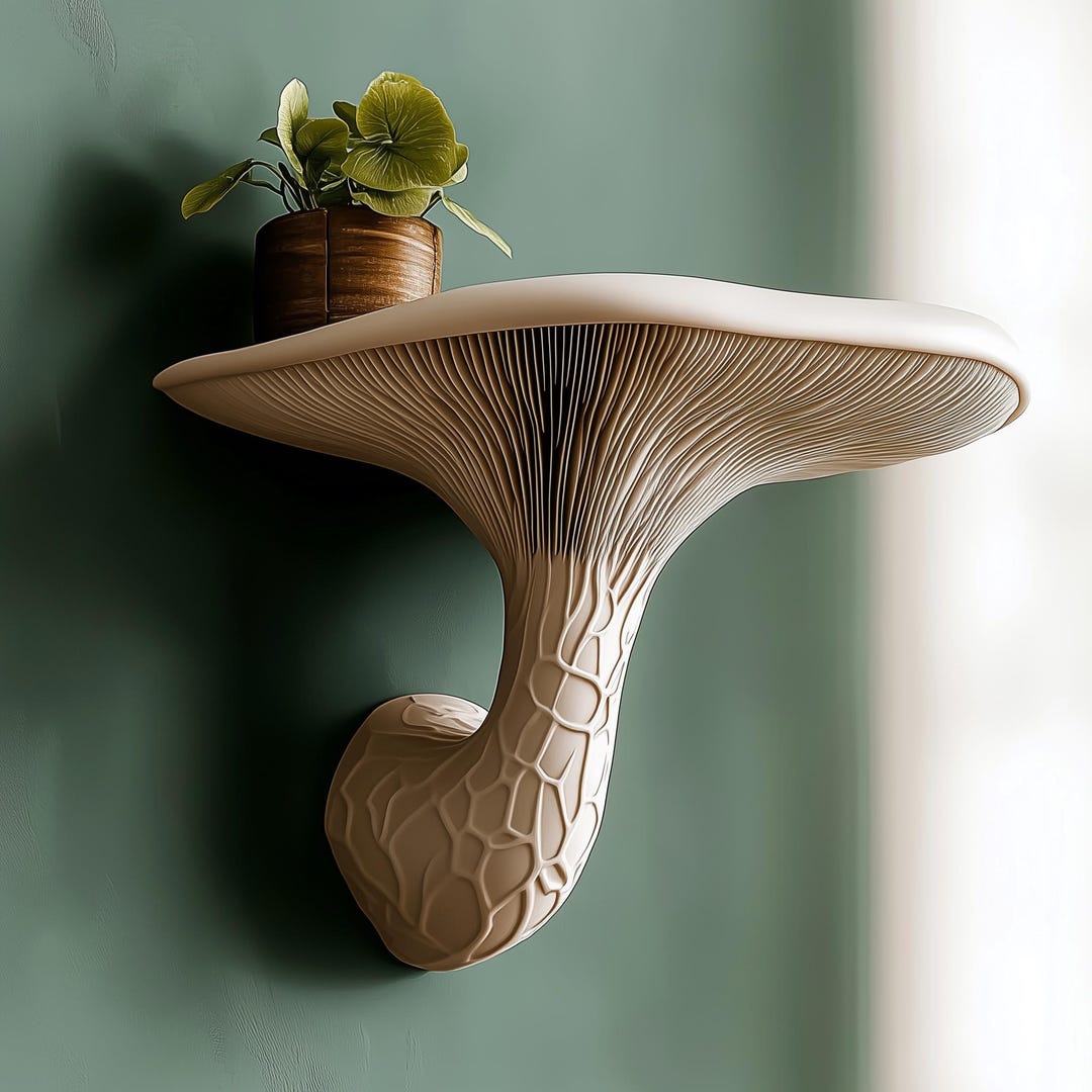 3D Printed Mushroom Shelf | Floating Wall Shelf | Organic Decor Nature ...