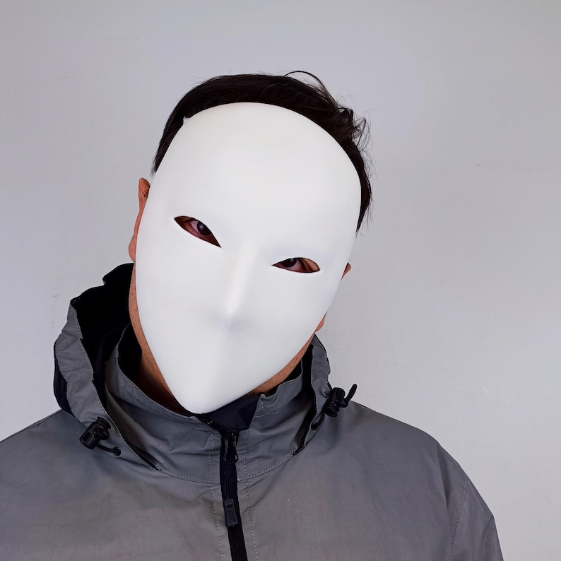 Mascarilla facial en blanco / Máscara de cosplay minimalista / Máscara de disfraz blanca o colorida / Máscara impresa en 3D para Halloween y eventos imagen 5