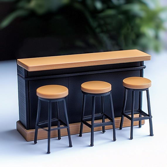 ミニチュア家具❷　カウンターと小物のセット ミニチュアバーカウンターセット 1:12スケール ドールハウス家具