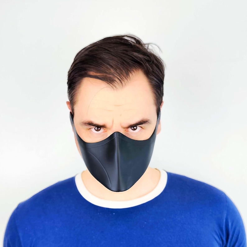 Matte Black Futuristic Half Face Mask | 3D Printed Cyberpunk Costume ...