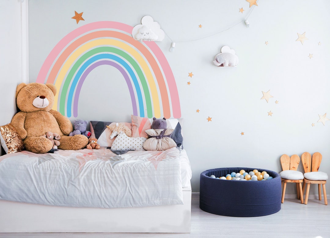 Pastel Rainbow Wall Sticker - Nursery Baby Room Boho Decoration Vinyl ...