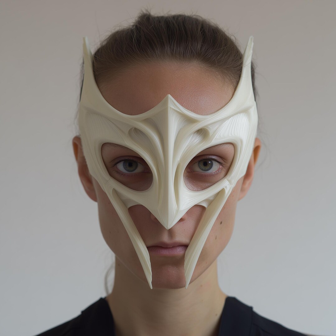 Fantasy Winged Face Mask | 3D Printed Sculptural Cosplay Half Mask With ...