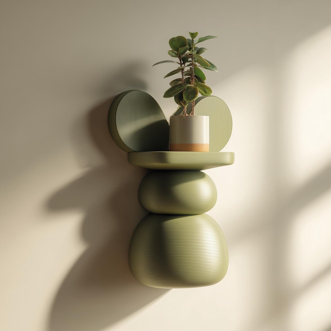 3D Printed Abstract Wall Shelf | Sculptural Floating Ledge With Organic ...