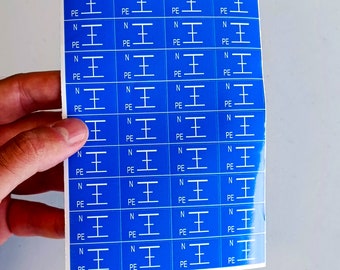 Blaue Erdungssymbol-Aufkleber | Quadratische Etiketten für elektrische Komponenten | Sicherheitsabziehbilder | Elektriker Werkzeuge und Zubehör