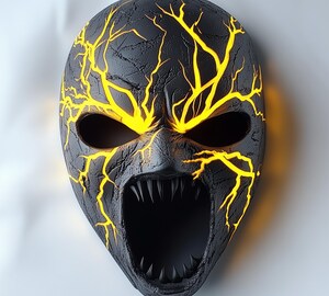 Masque LED Halloween Effrayant - 3 Modes D'éclairage, Avec Gants, Design Détaillé, Pour Fêtes Et Cosplay