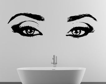 Woman Eyes Sticker Bedroom Wall Decor For Women - Female Eye Lash Beautiful Room Eyebrow Decal - Eyelash Makeup Beauty Salon Art Vinyl