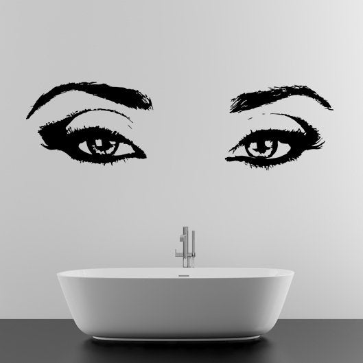 Woman Eyes Sticker Bedroom Wall Decor for Women - Female Eye Lash ...