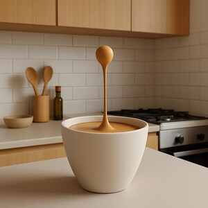 Floating Espresso Macchiato Drop Sculpture | 3D Printed Coffe Cups Art | Unique Coffee Lover Gift | Barista Desk Decor | Modern Cafe Decor image 9