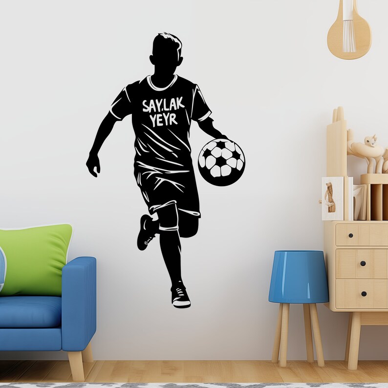Custom Name Football Player Wall Sticker - Personalized Home Decor ...
