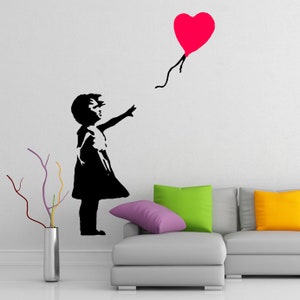 Banksy Girl With The Red Balloon Wall Decal Bansky Street Art Graffiti Air Ballon Vinyl Sticker For Wall Design Of Red Baloon Teen image 6