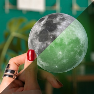 Calcomanía de vinilo para portátil que brilla en la oscuridad - Calcomanía de luna llena brillante - Calcomanías de luz verde neón de luna espacial - Calcomanías luminosas de brillo lunar