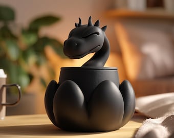 Fantasy Drache Erinnerungsurne mit Deckel | 3D Gedruckter Haustier Asche Andenken Behälter für Mythisches Regal Dekor Tribut Geschenk und Display