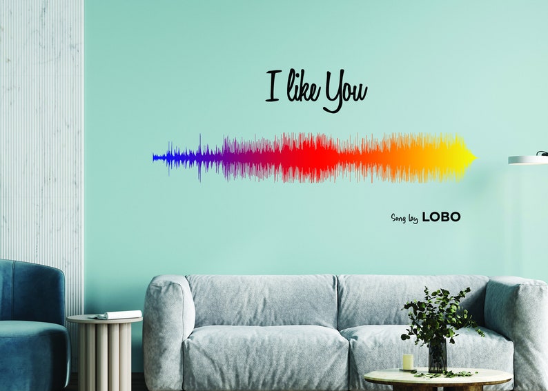 Sound Wave Art Wall Sticker - Personalised Soundwave Voice Decal - Personalized Favourite Song Music Wall Decal Living Room Bedroom Decor bild 3