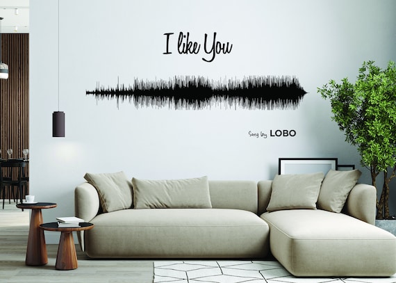 Sound Wave Art Wall Sticker - Personalised Soundwave Voice Decal -  Personalized Favourite Song Music Wall Decal Living Room Bedroom Decor