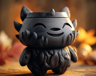 Goblincore Creature Gedenkurne mit Deckel | 3D Gedruckter Haustier-Asche-Andenken-Behälter für Fantasy Shelf Decor und Cozy Tribute Display Gift