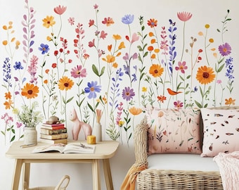 Colorful transparent watercolor style flowers