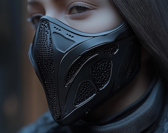 Cyberpunk Maske | Taktische Cosplay Futuristische Krieger Maske | 3D gedruckte Sci-Fi Gesichtsmaske | Cyber Ninja Post Apocalyptic Maske | Assassinen Maske