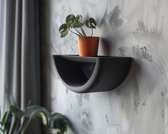 3D Printed Half Circle Wall Shelf | Modern Minimalist Floating Shelf | Unique Curved Wall Decor Accent for Contemporary Home Interiors