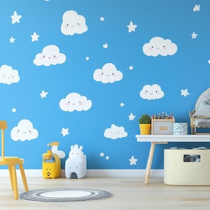 Cloud and Star Wall Decals | Cute Kids Room Decor | Removable Sky-Themed Stickers | Nursery Wall Art for Playrooms and Bedrooms