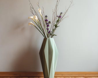 Vase imprimé en 3D | Jardinière géométrique moderne à facettes | Vase décoratif minimaliste pour fleurs séchées | Décoration d'intérieur | Cadeau original pour elle