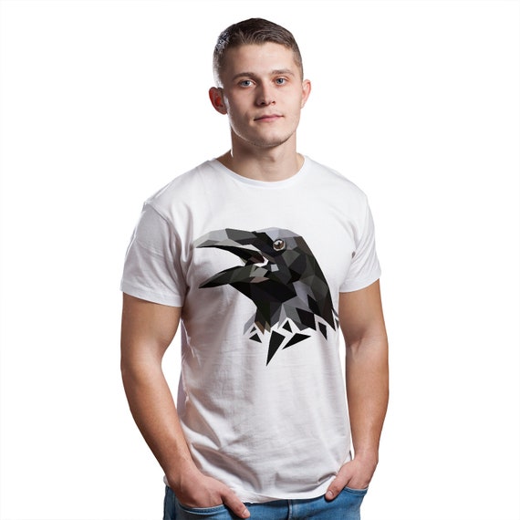 Black Crow Raven T Shirt - Bird Art Halloween Scare Print Tee - Painting Horror Printed Colorful Nature Tshirt - Scarecrow T-Shirt Gift