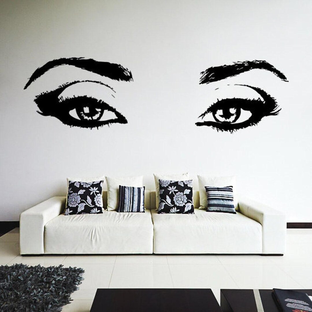 Woman Eyes Sticker Bedroom Wall Decor for Women - Female Eye Lash ...