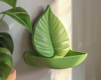 3D Printed Leaf Wall Shelf | Modern Botanical Floating Shelf Design | Unique Nature Inspired Home Decor | Contemporary Wall Shelf