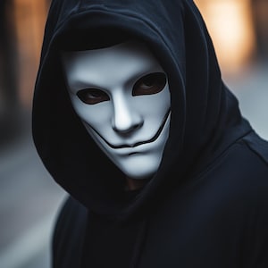 Lächelndes Phantom Maske | Gruselige Halloween-Maske | 3D gedruckte anonyme Cosplay Maske | Horror Bösewicht Sinister Maskerade Maske Stealth Assassin