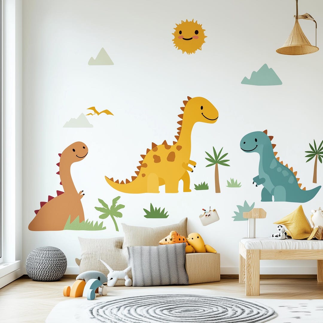 Dinosaur Wall Decals for Kids | Fun Prehistoric Dinosaurs Nursery Decor ...
