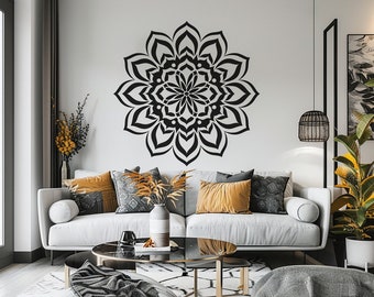 Adhesivo de pared Mandala para espacios de meditación y yoga, elegante adhesivo de vinilo extraíble para decoración del hogar y el estudio