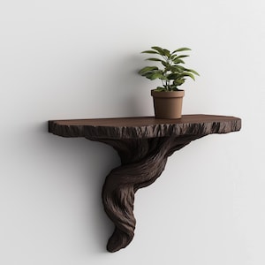 Tree Root Wall Shelf | Organic 3D Printed Shelf | Floating Shelf for Plants | Nature Decor | Rustic Wall Accent | Brown Shelf Decoration