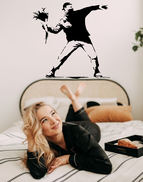 Banksy Flower Thrower Sticker - Waterproof Vinyl Decal 3" Size