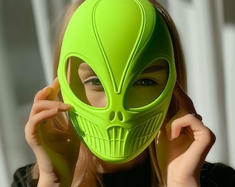 3D Printed Alien Mask | Futuristic Sci-Fi Face Mask | Unique Cosplay Prop | Halloween Costume Mask | Modern 3D Print Art Design